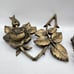 3 Vintage Roses Brass Flower Drawer Door Pulls