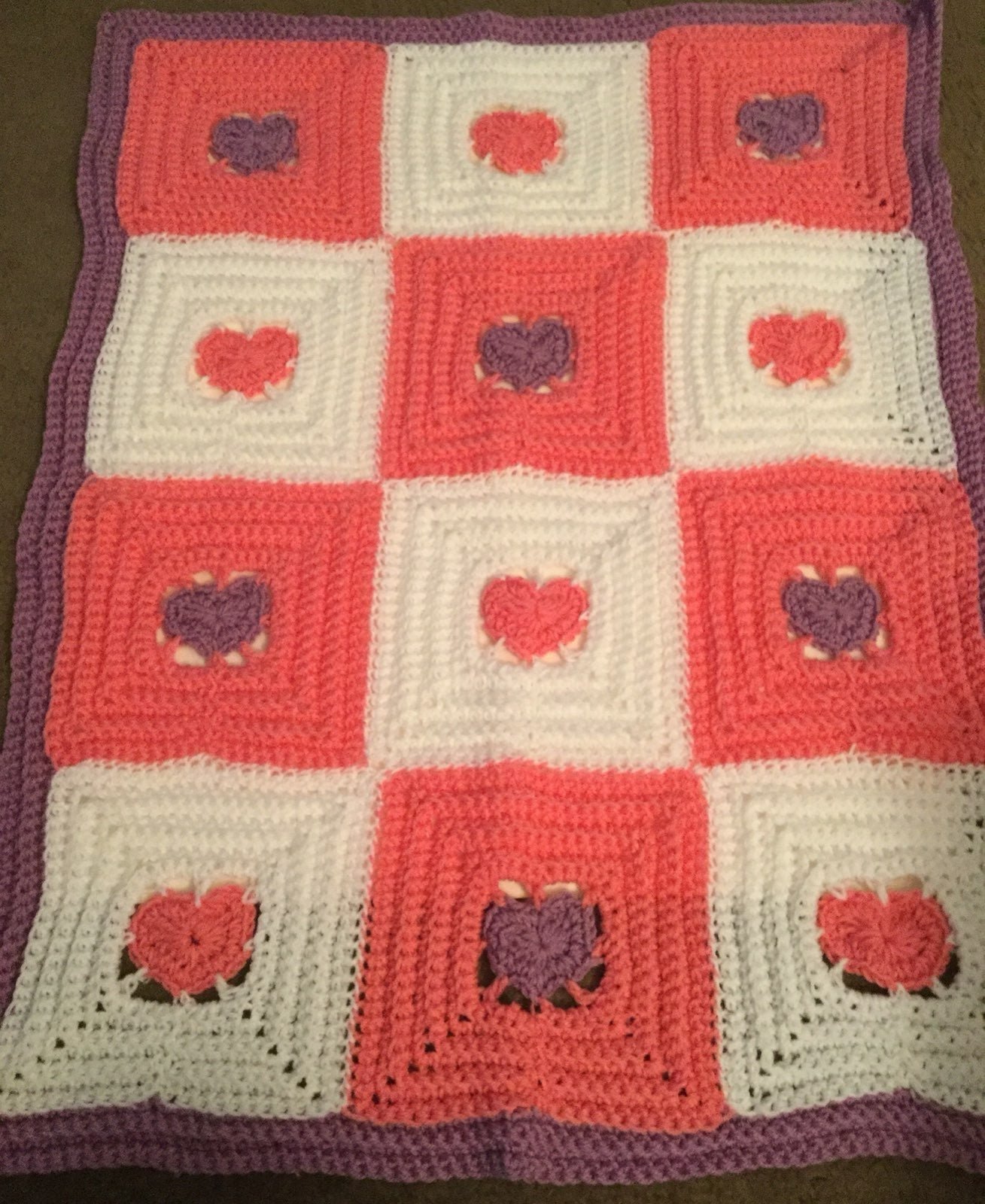 Hearts pink and purple blanket