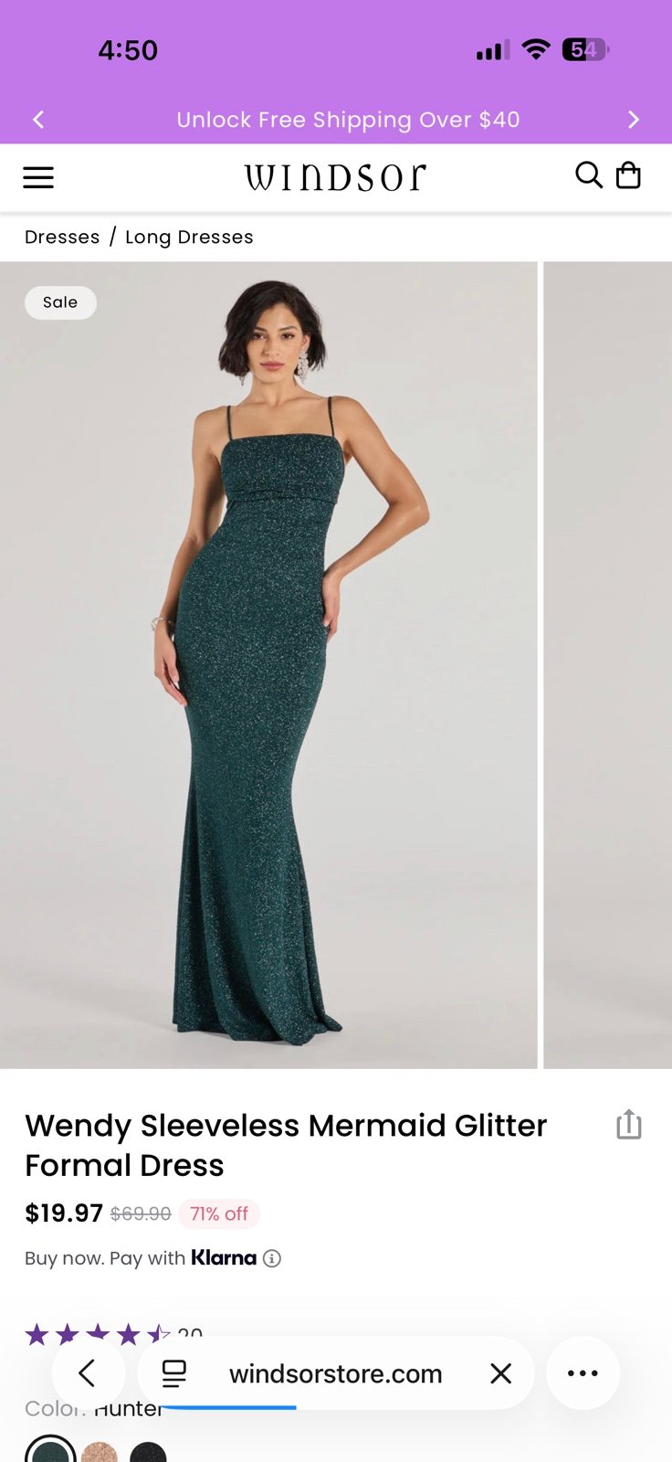 Windsor Green Sparkly Long Maxi Dress