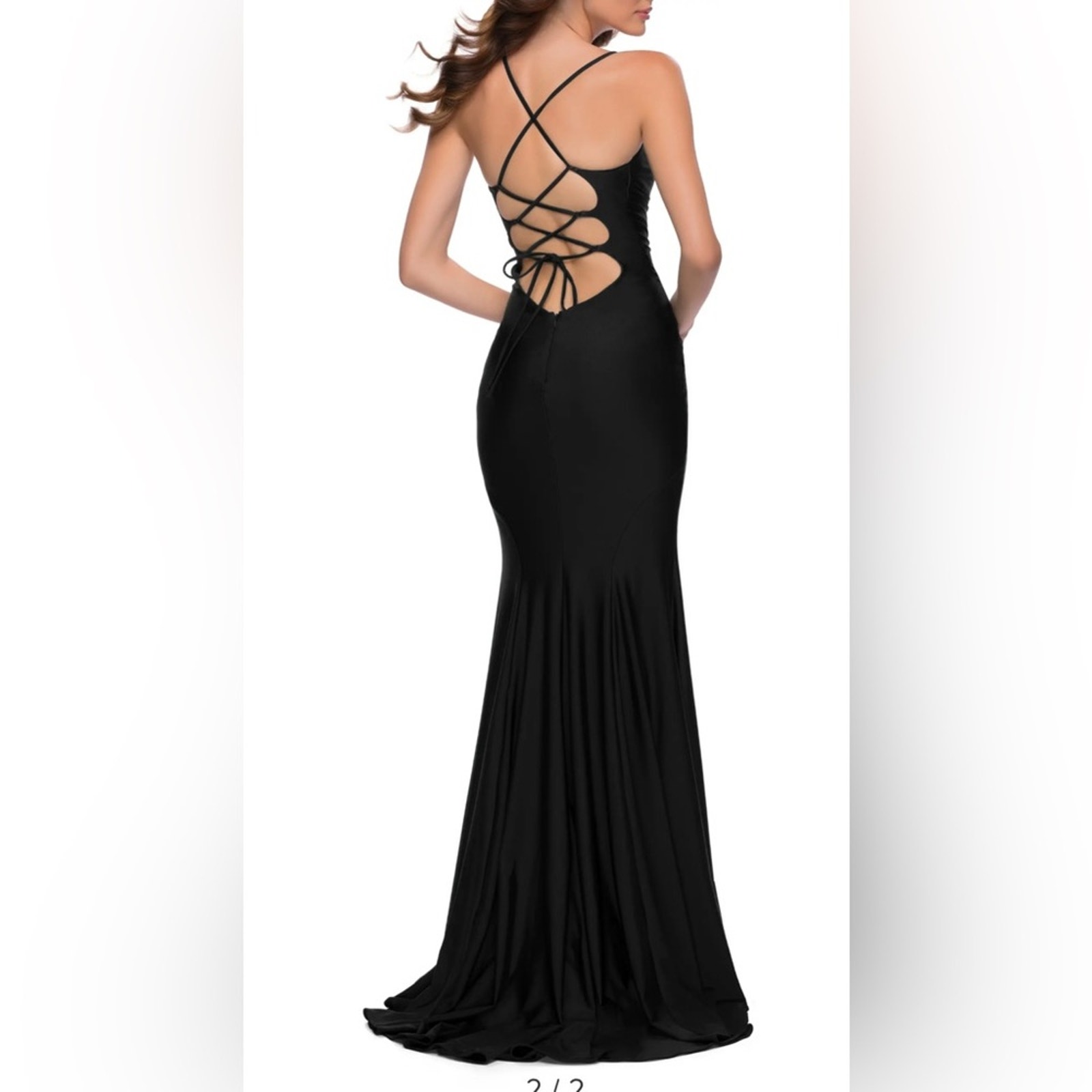NWOT La Femme Women's Ruched Sweetheart Trumpet Gown 27501 in Black. Size 6