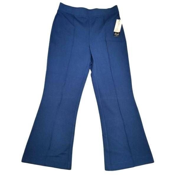 Philosophy '70s Crop Flare Pants Women's Large Blue Pleated Pull On Wide Leg NEW