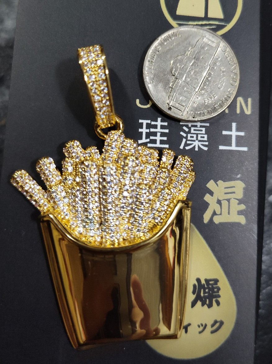 Iced out French fry pendant