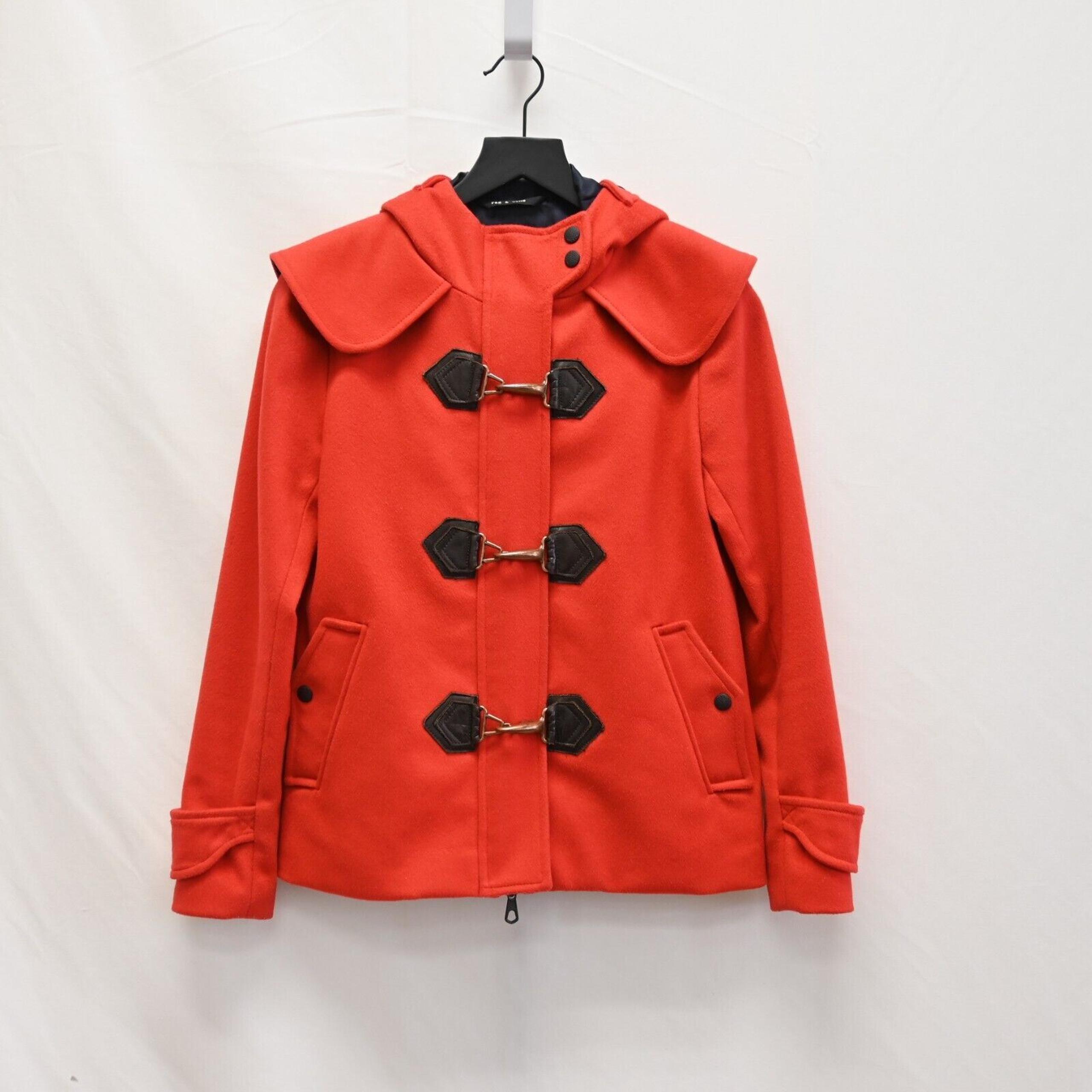 Rag & Bone Peacoat Red Wool Coat Size XS Hooded Short