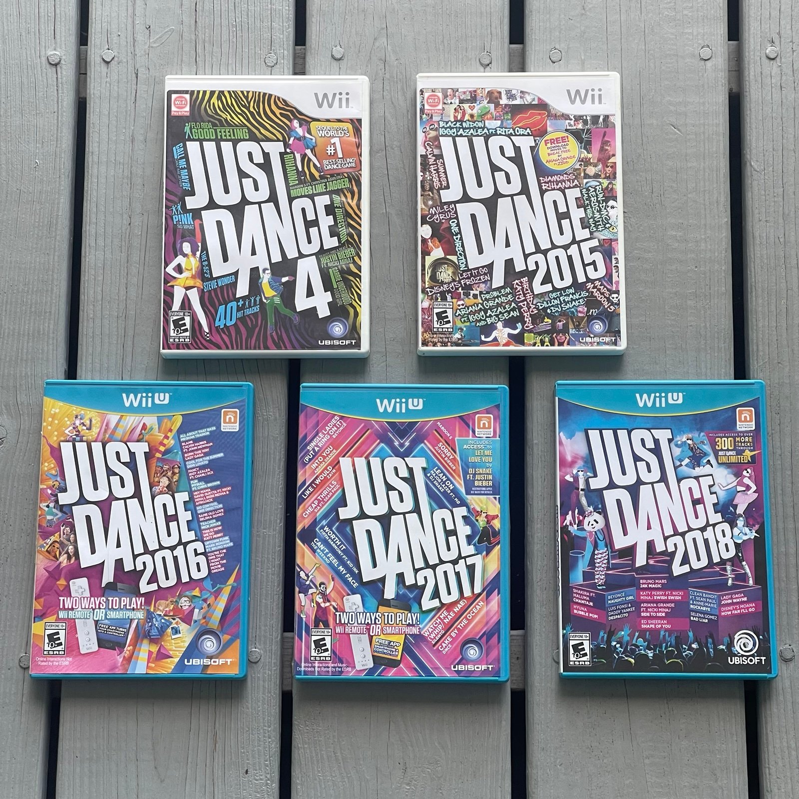 Just Dance 4/15/16/17/18 Video Game Lot Nintendo Wii With Cases Wii U Used Cond