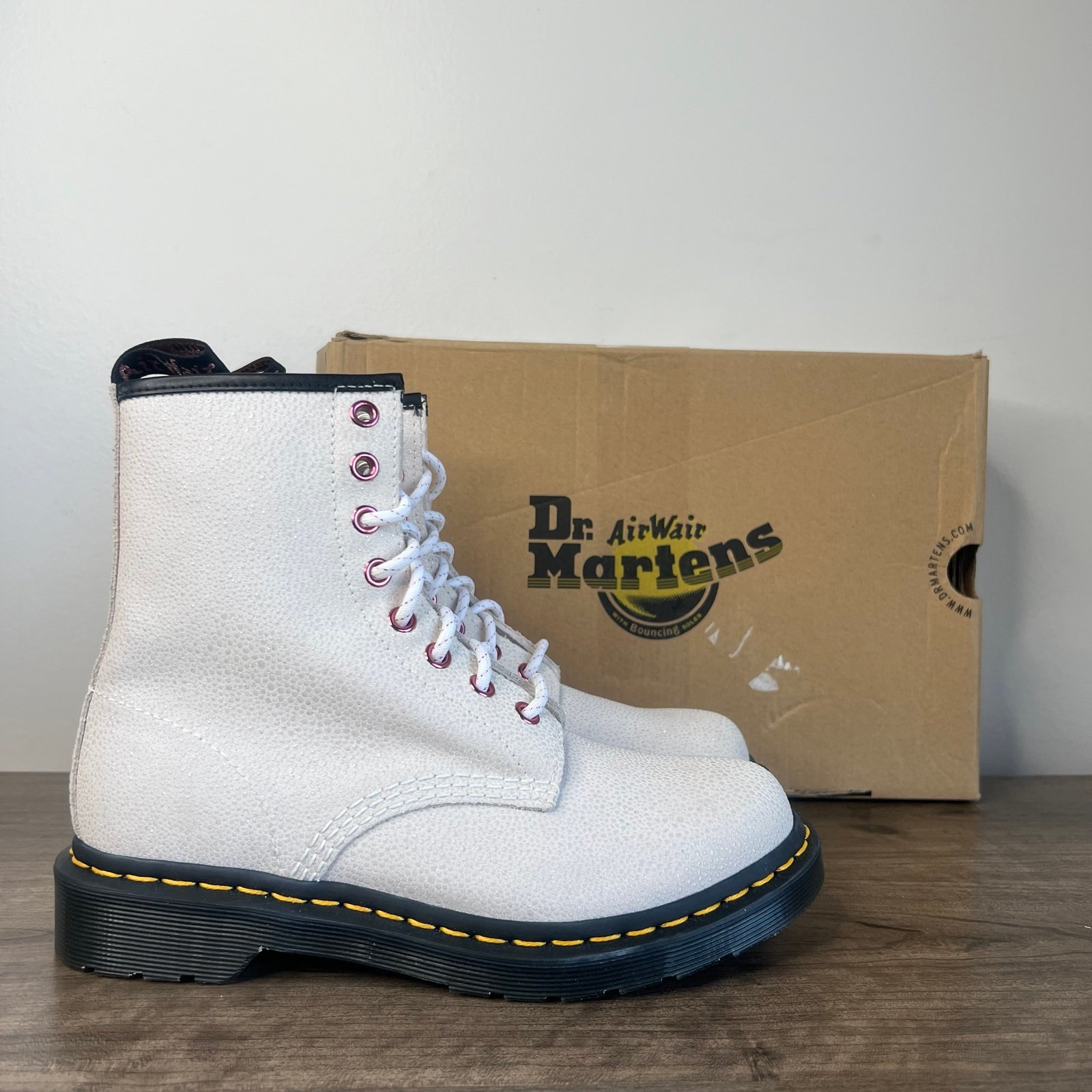 DR. MARTENS 1460 White Bejewelled Women's Boot Size 7 SKU#24446