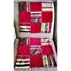 2 Pottery Barn CLAUDINE 18x18 Burgundy Indigo Multi Floral Velvet Pillow Covers