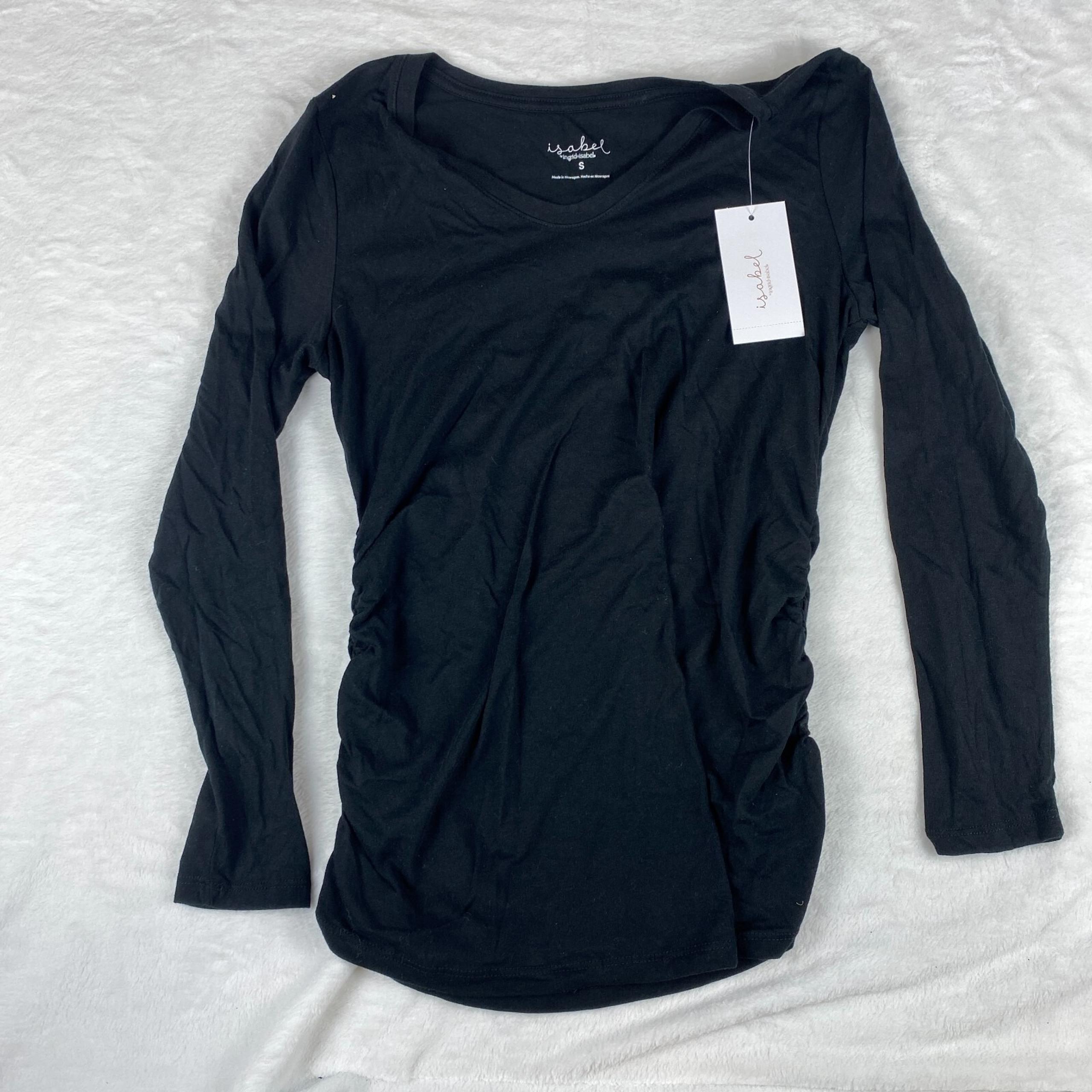 Isabel By Ingrid & Isabel Maternity T-Shirt Women S Black Ruched Side Scoop Neck