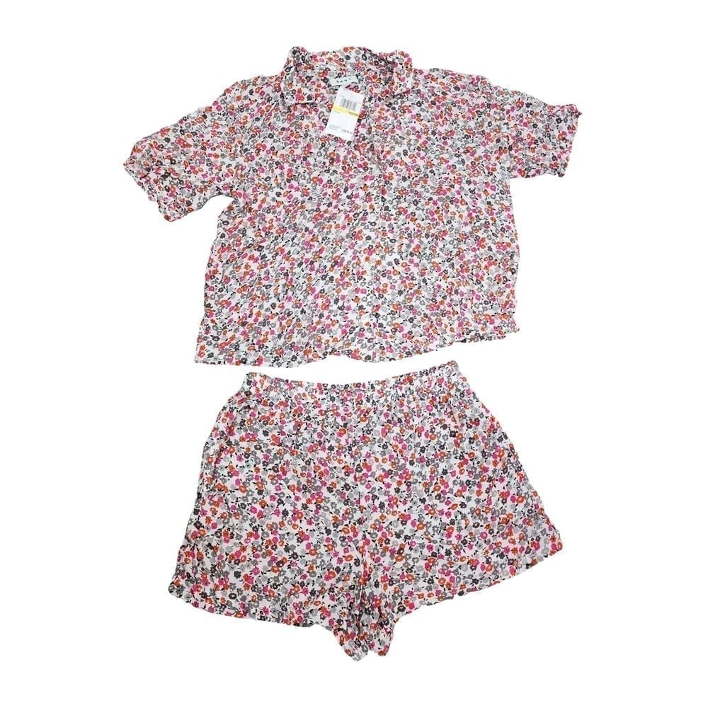 Dkny Womens Pajama Shorts Floral Print 2 Piece Set Size Medium