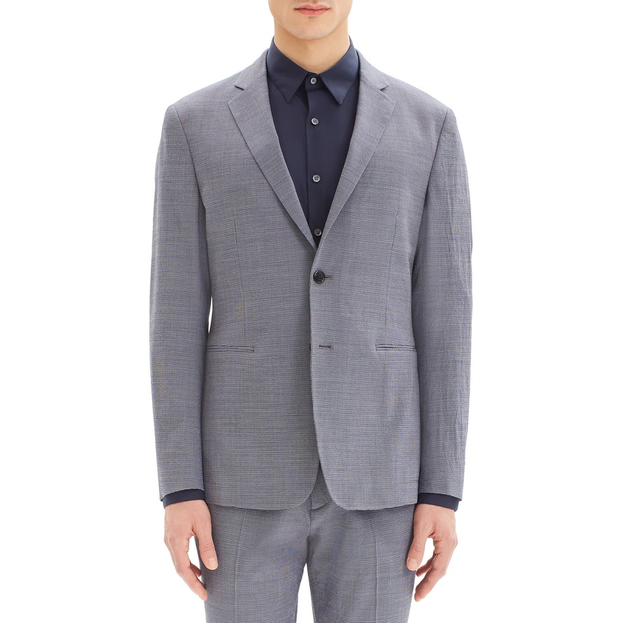 Theory Clinton Blazer Houndstooth Seer Blue White Wool Blend Sz 44 Men's