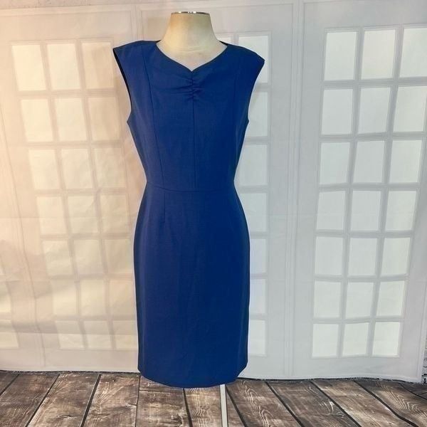 Tailored Rebecca Taylor blue sleeveless wool blend sheath dress size 6