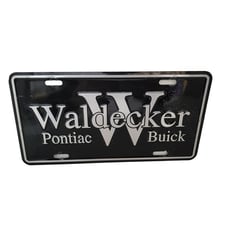 Waldecker Pontiac Buick License Plate- Black and Silver