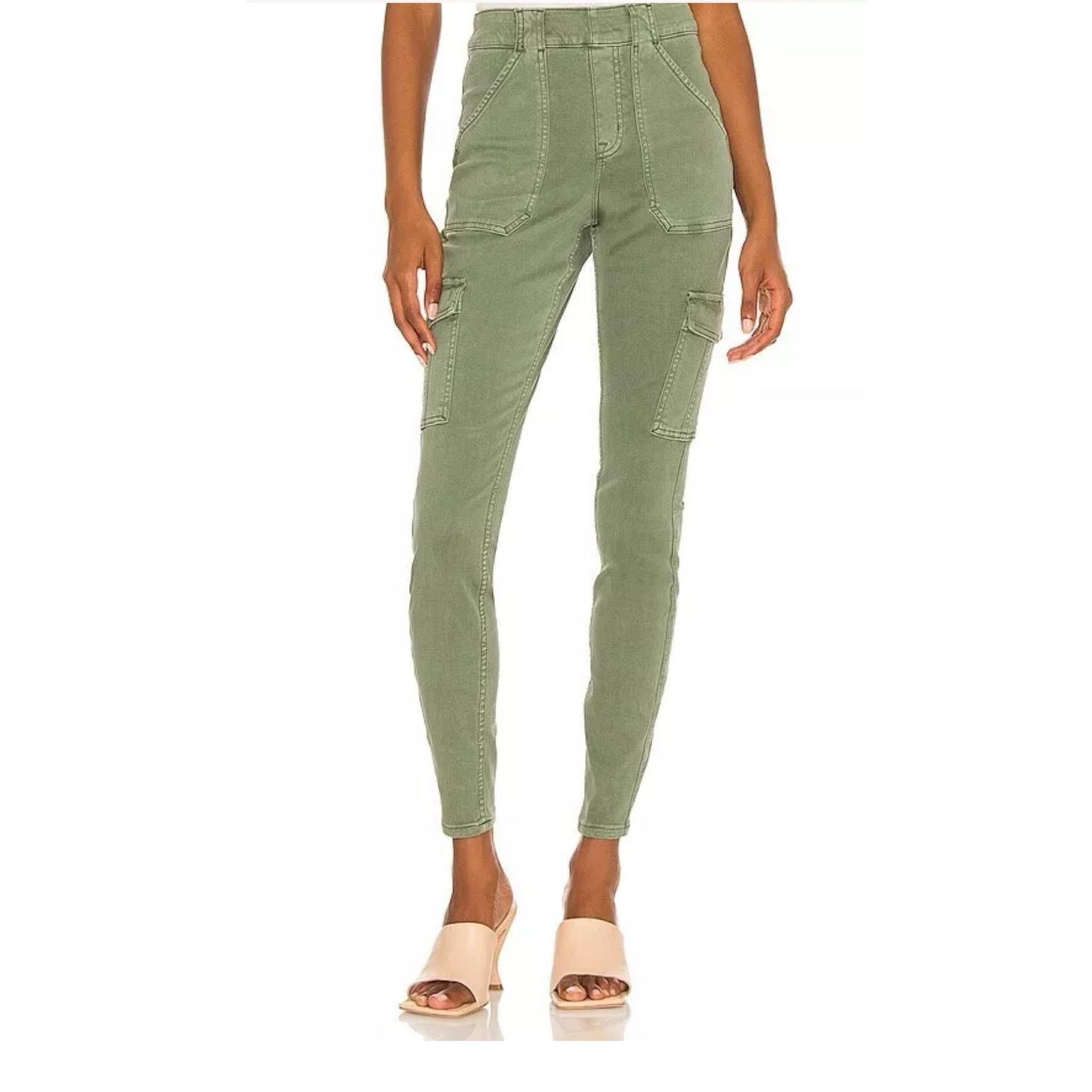 Spanx Olive Green Stretch Twill Ankle Cargo Pants Womens Small NWT