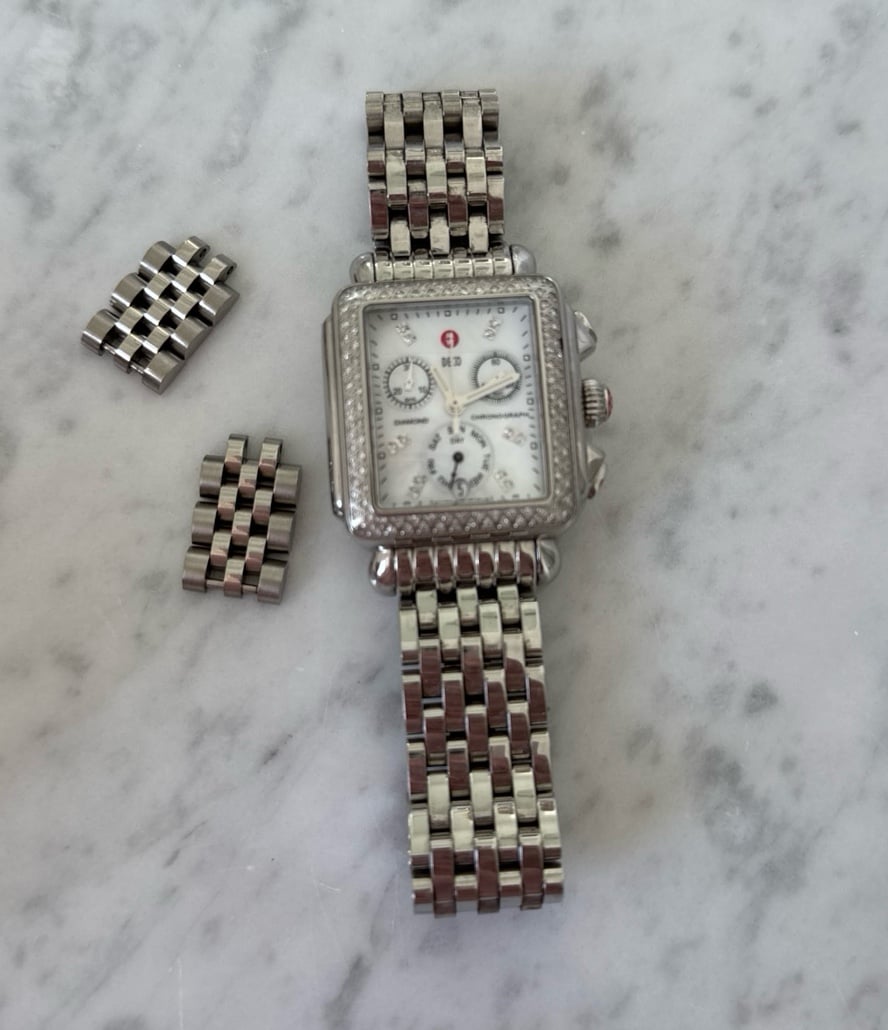 Michele Deco Stainless Steel Diamond Watch