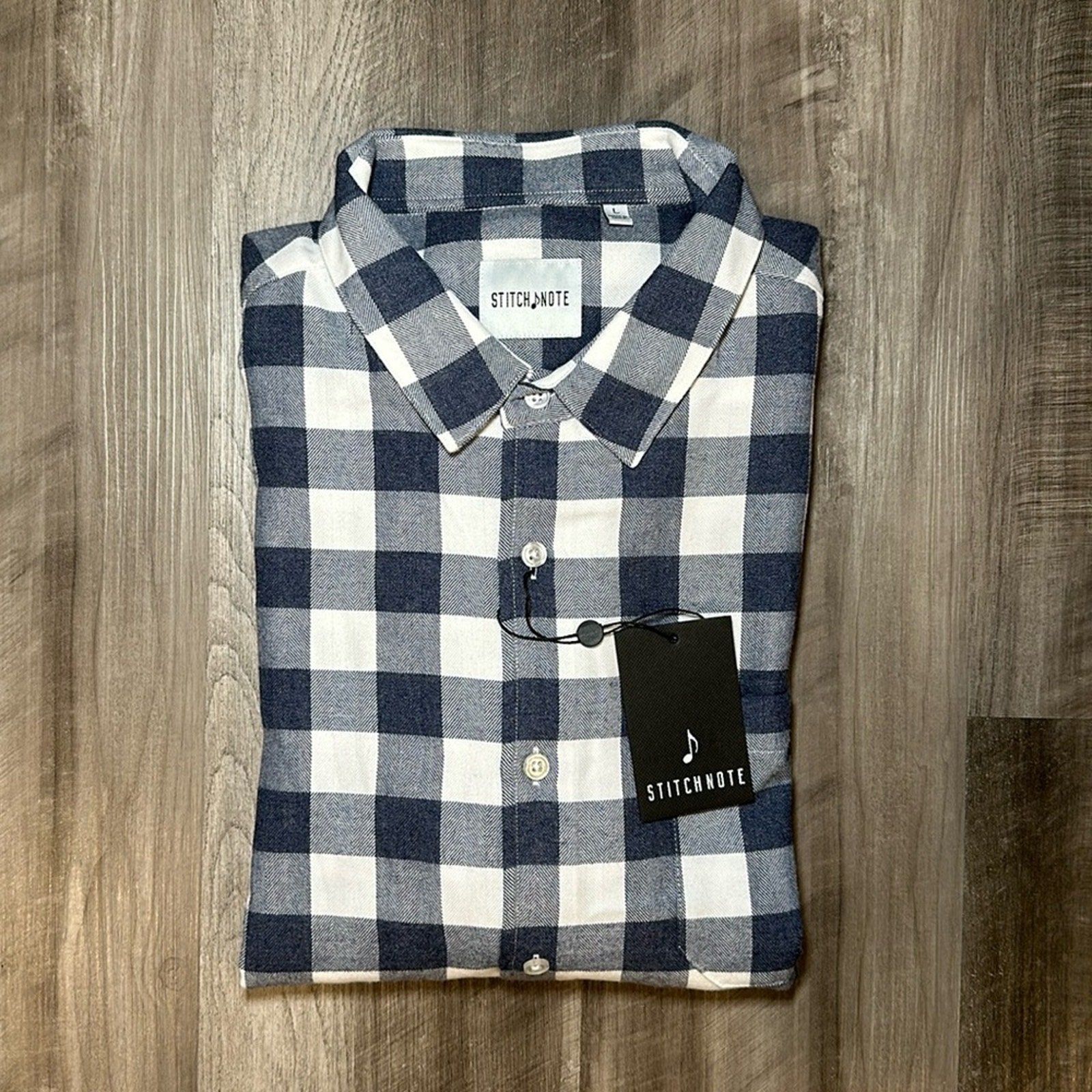 Stitch Note Flannel Long Sleeve Button Down - Large