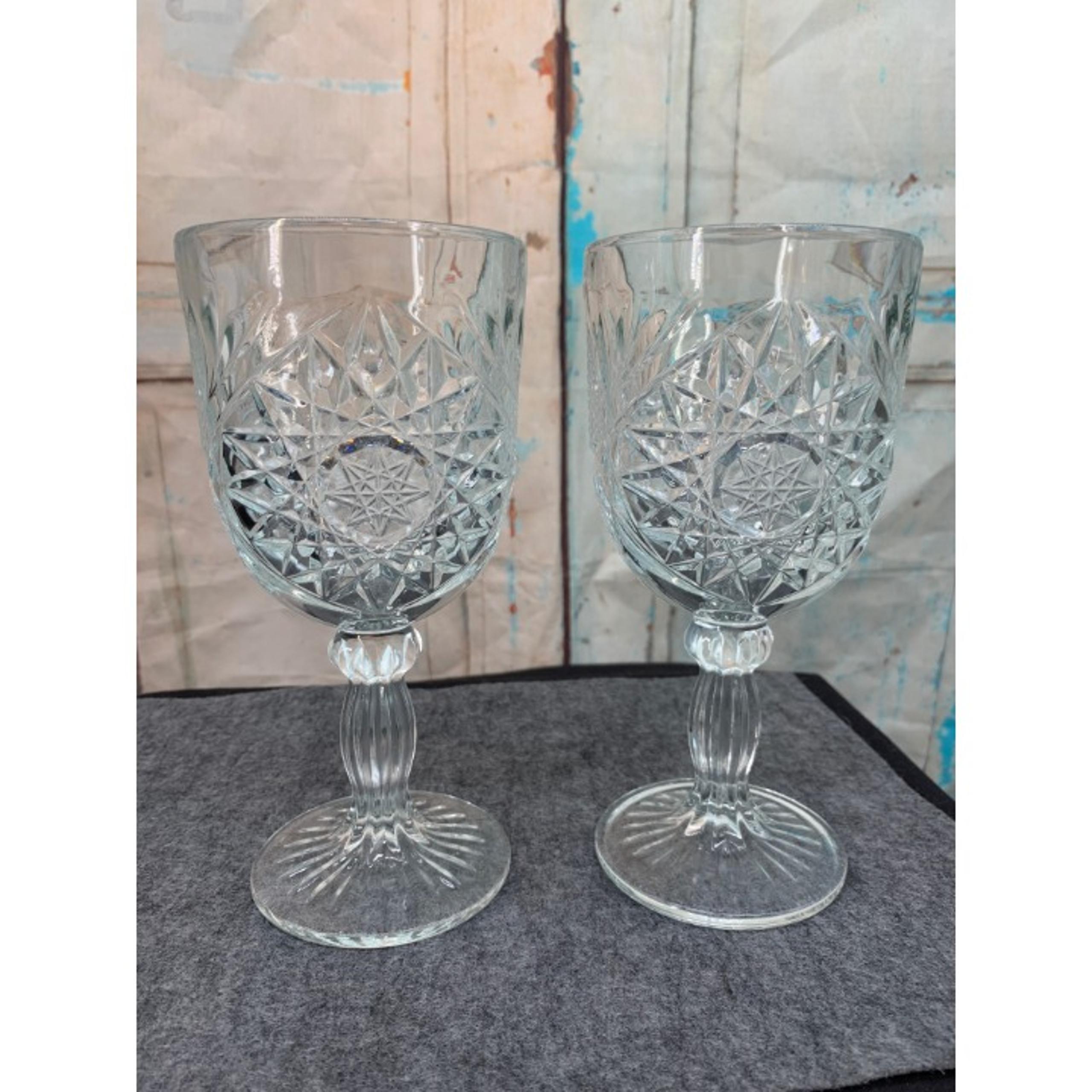 Libbey Glass Company Hobstar Pattern  (2) 12oz Clear   Glass