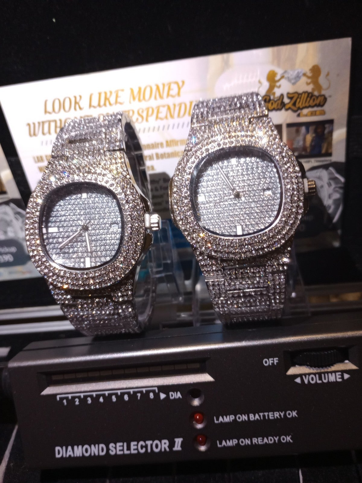 Two watches Diamond tester video. 115 each VVS Clarity Shine Lab Real Diamond
