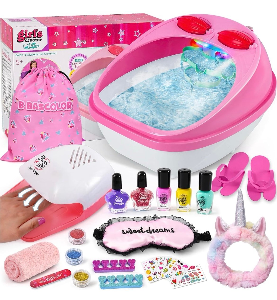 Kids Foot Spa & Nail Kit Set, Kids Spa Day Kit for Girls