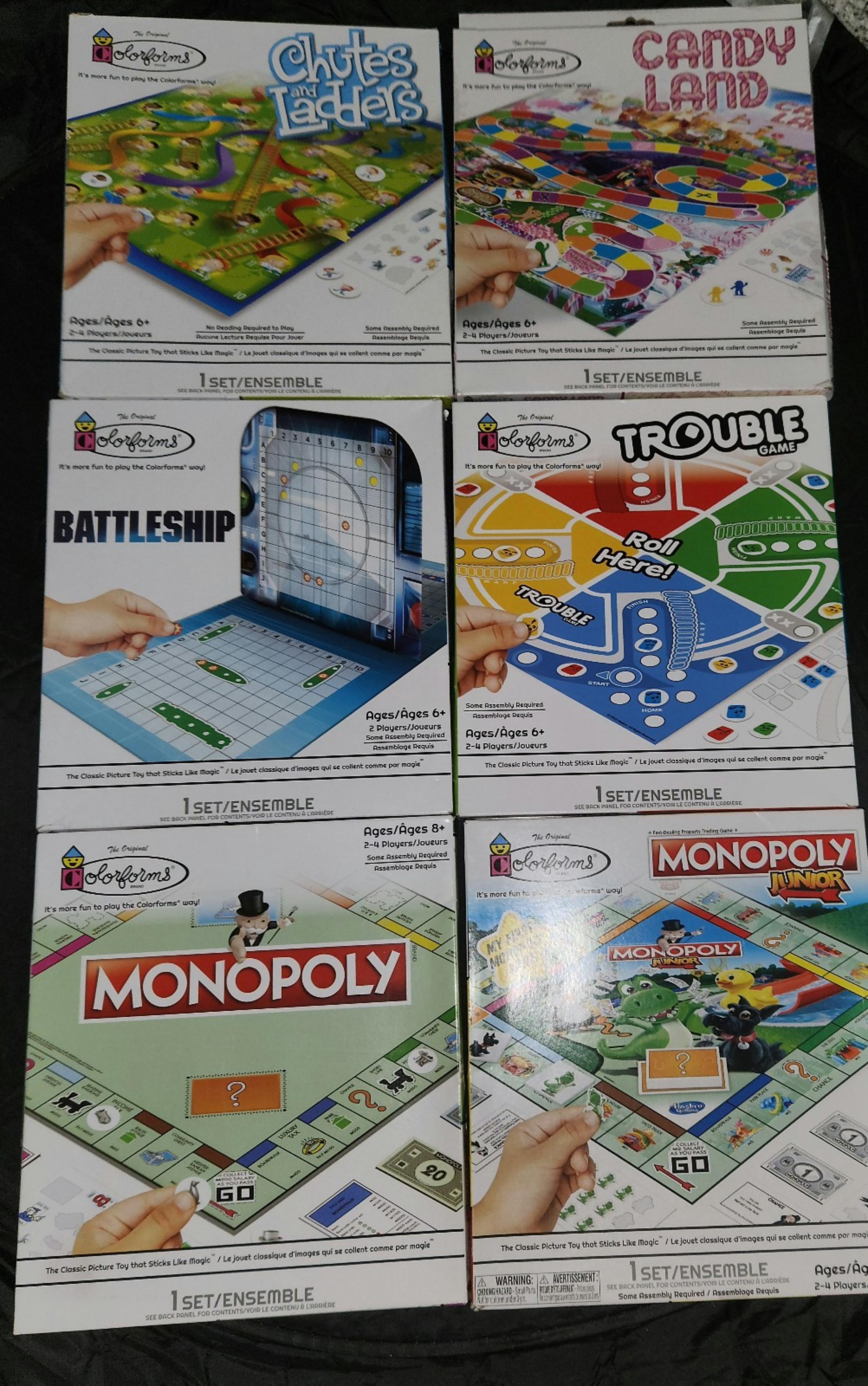 games - 6 assorted board games - Colorforms