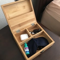 Stash Box with Rolling Tray - Large Storage Bamboo Box to Organize All Your