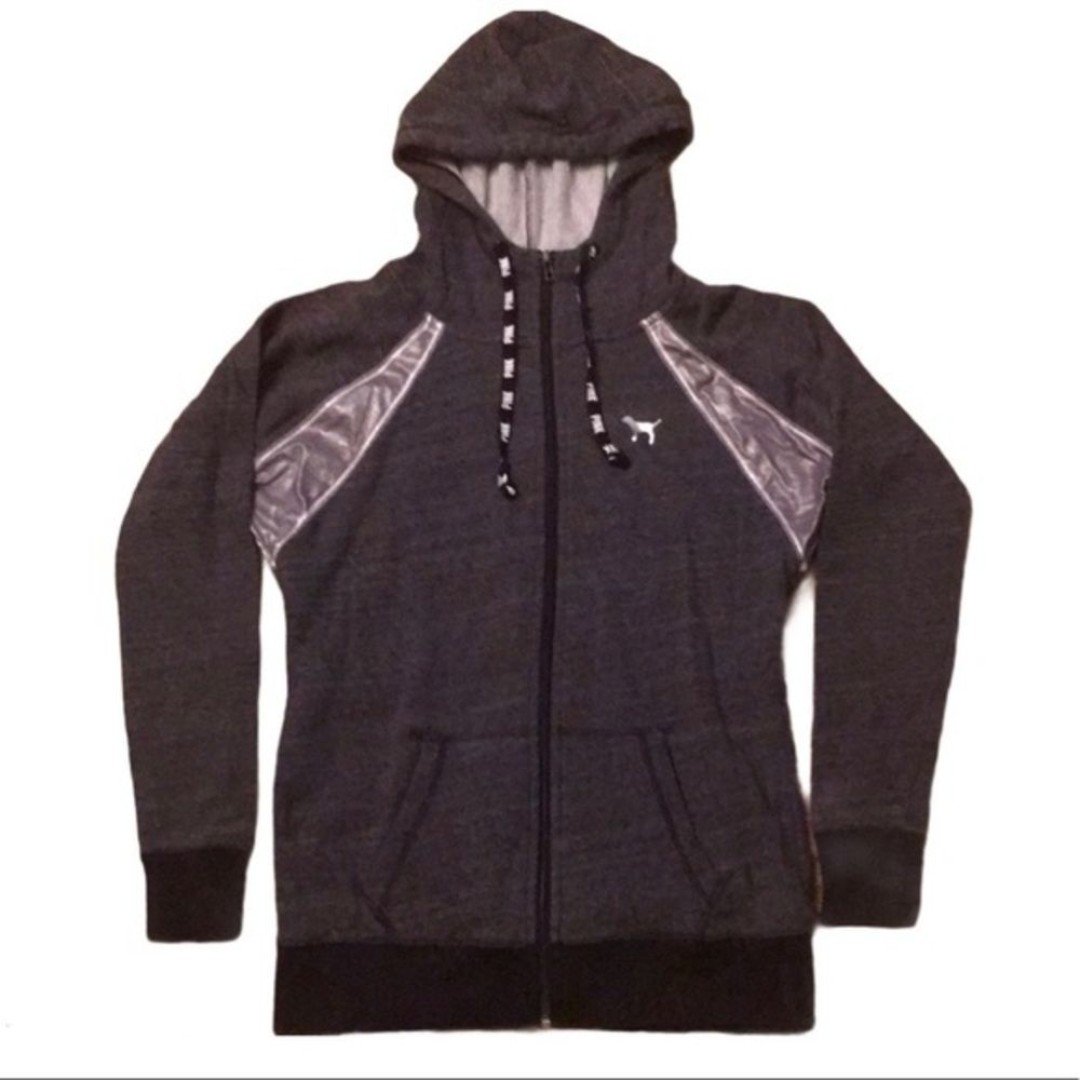 Pink VS Gray Silver Tunic Zip Up Hoodie