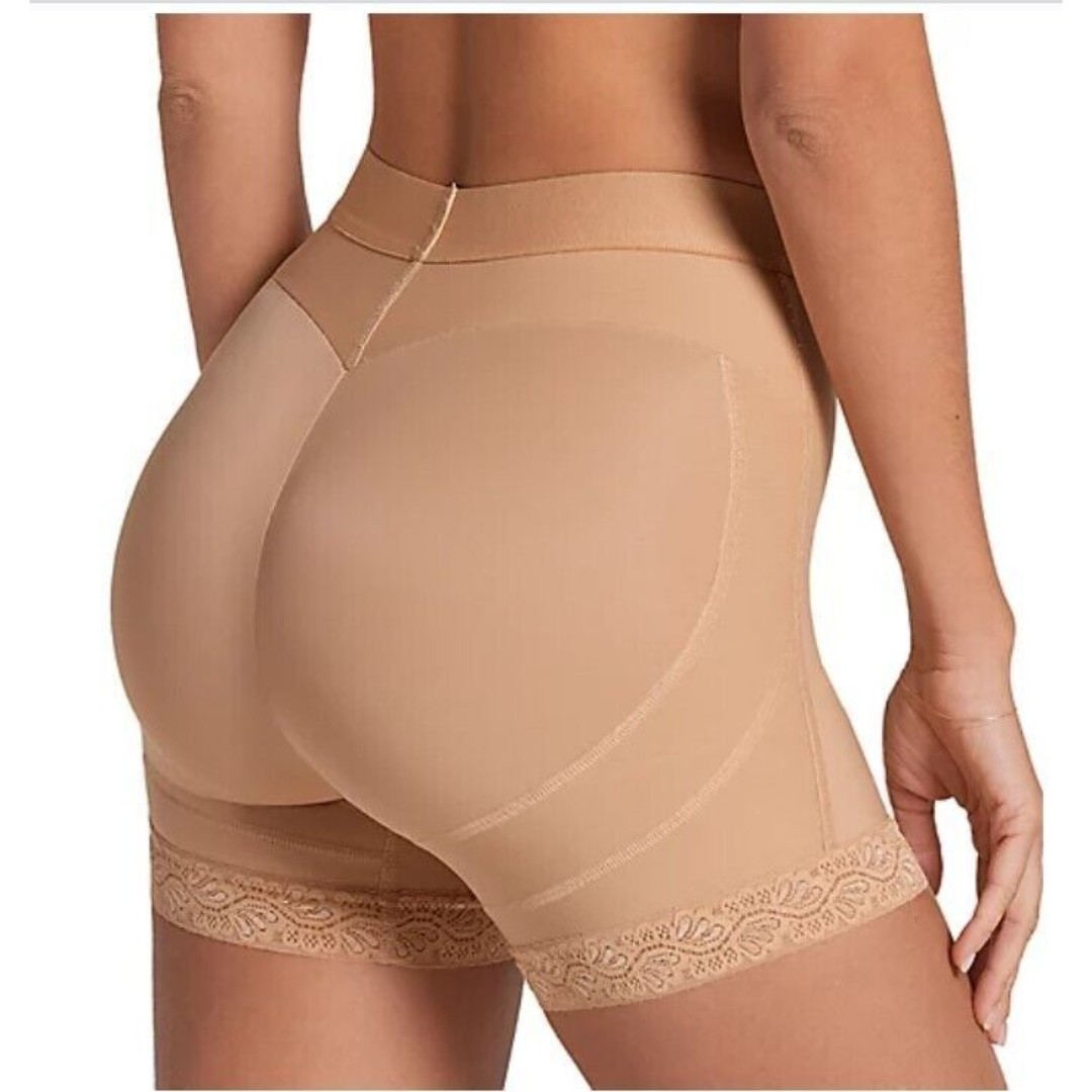 Leonisa Mid-Rise Sculpting Butt Lifter Shaper Short Tan Brown Sz S 012983