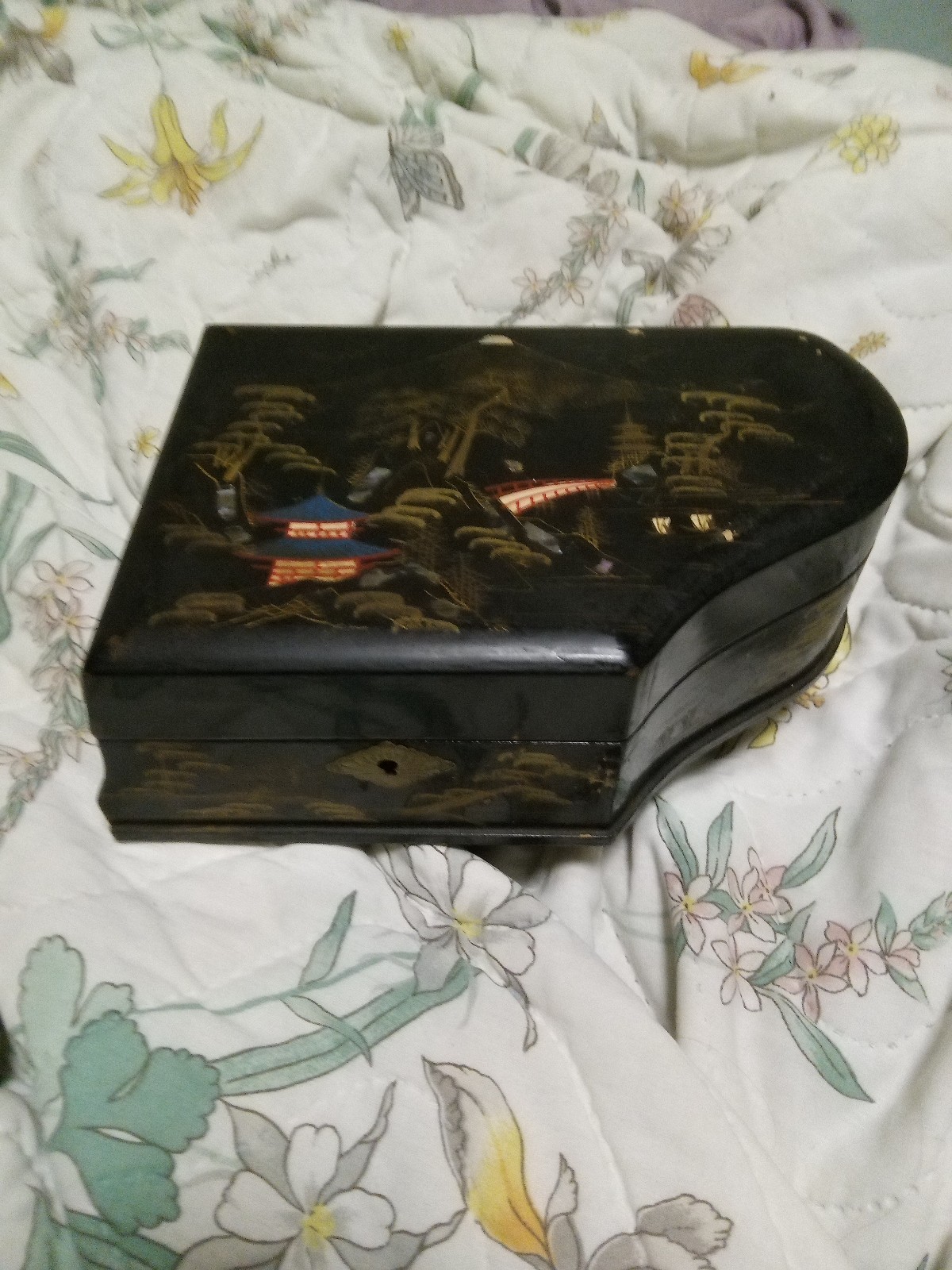 Vintage music box piano jewelry box
