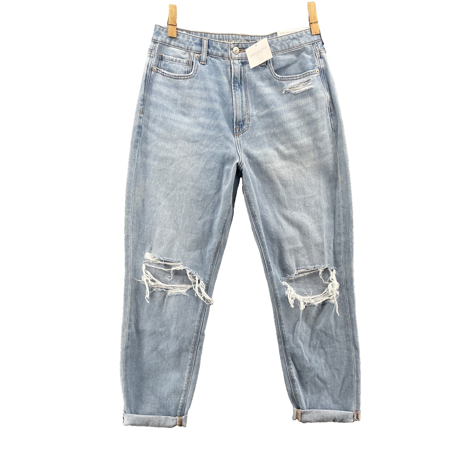 American Eagle Mom Jeans Women's 12 Distress Cool Classic 90's Travel Academia
