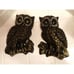 Vintage Black & Gold Chalkware Great Horned Owl Pair Wall Hanging 1970s plaque