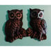 Vintage Black & Gold Chalkware Great Horned Owl Pair Wall Hanging 1970s plaque