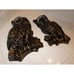 Vintage Black & Gold Chalkware Great Horned Owl Pair Wall Hanging 1970s plaque