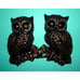 Vintage Black & Gold Chalkware Great Horned Owl Pair Wall Hanging 1970s plaque