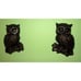 Vintage Black & Gold Chalkware Great Horned Owl Pair Wall Hanging 1970s plaque
