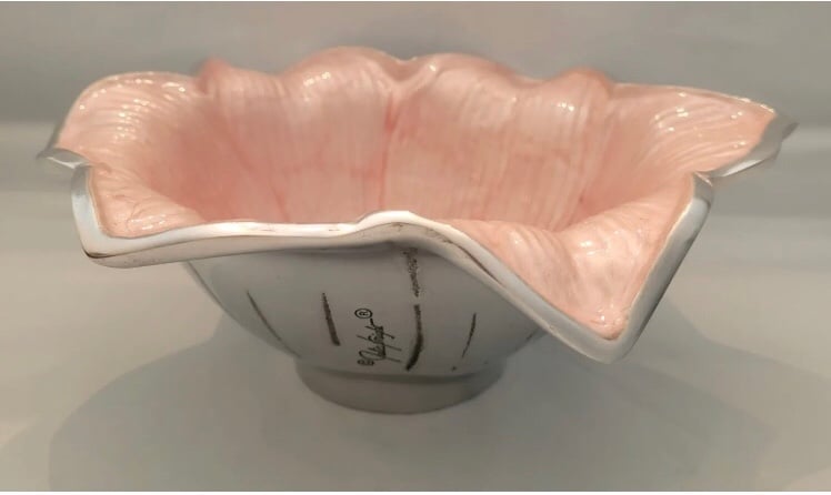 NEW Julia Knight 8” Lily Flower Bowl Pink Ice Metal Luxury MSRP 75 Sold Out
