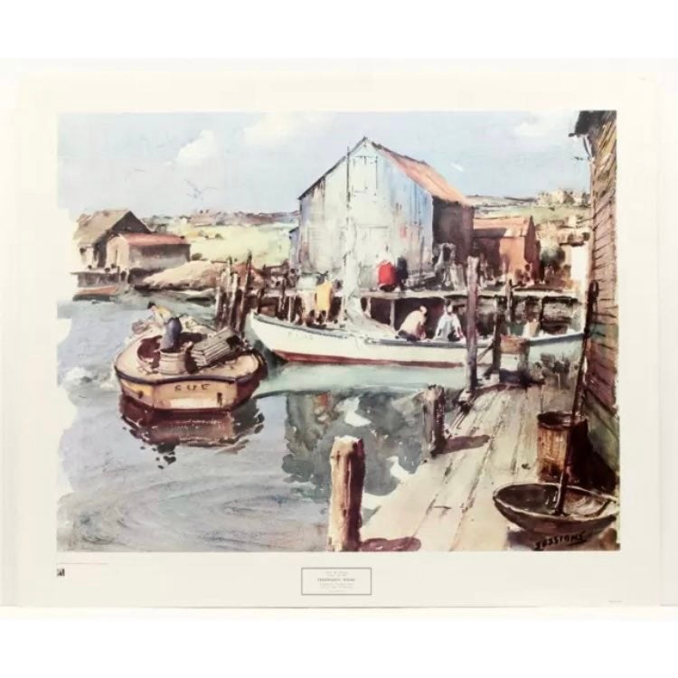 1963 JAMES SESSIONS Fishermans Wharf Impressionist NY Graphic S LITHOGRAPH #389T
