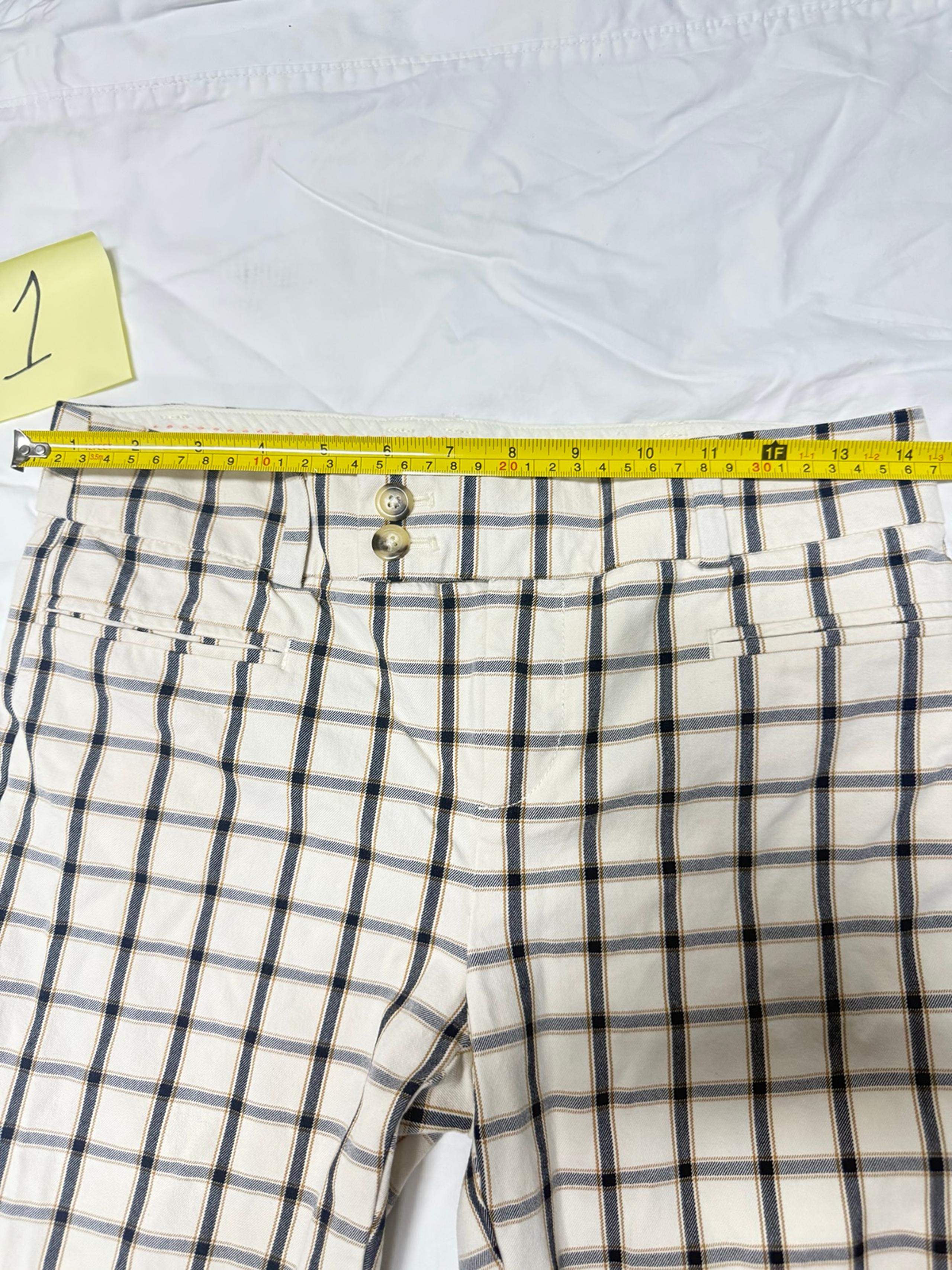 Anthropologie Women Pants 0 Navy White Gray Check Essential Slim Chino Office