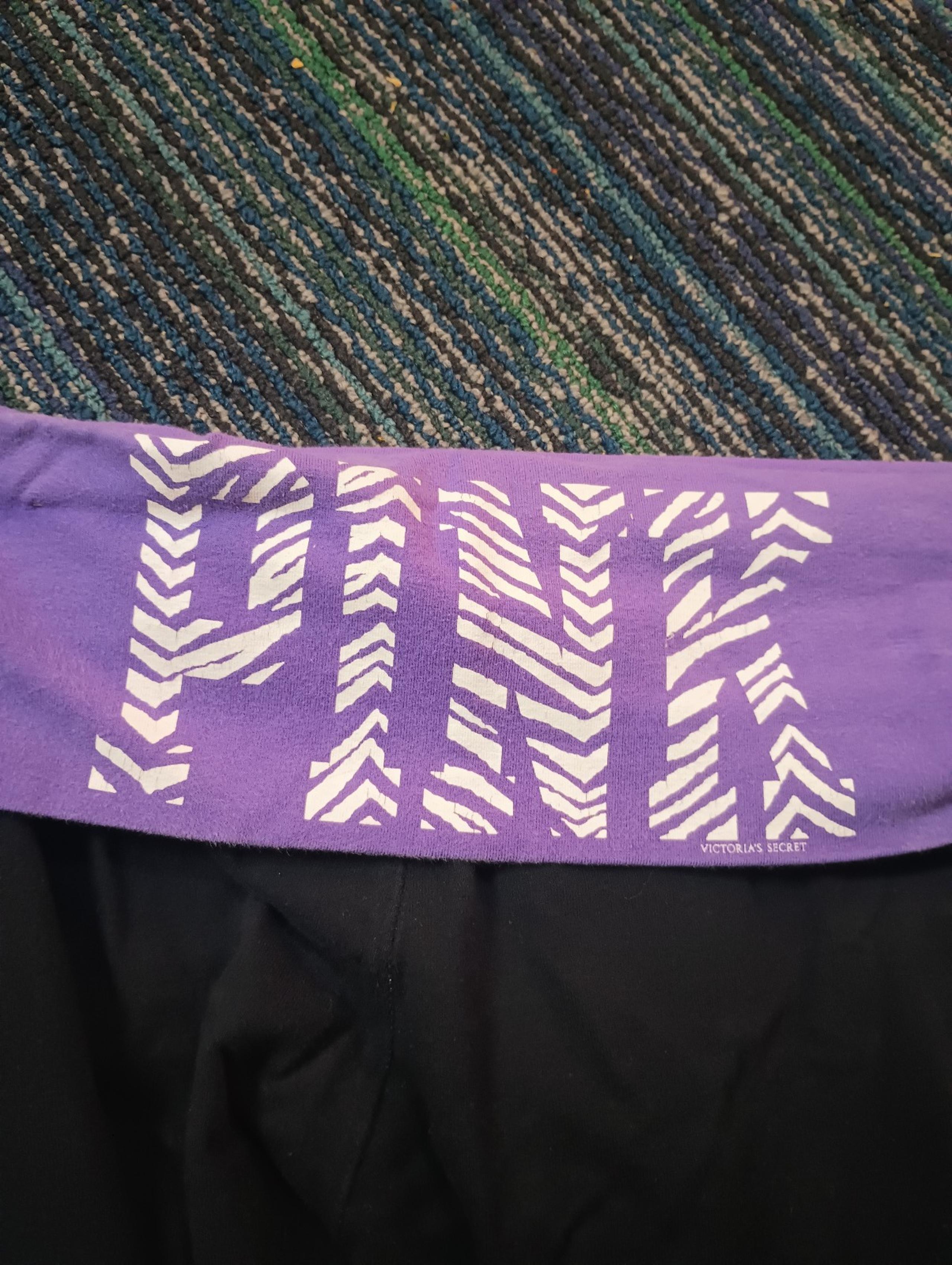 Vintage Victoria's Secret PINK Zebra Logo Purple Black Leggings Women's Small