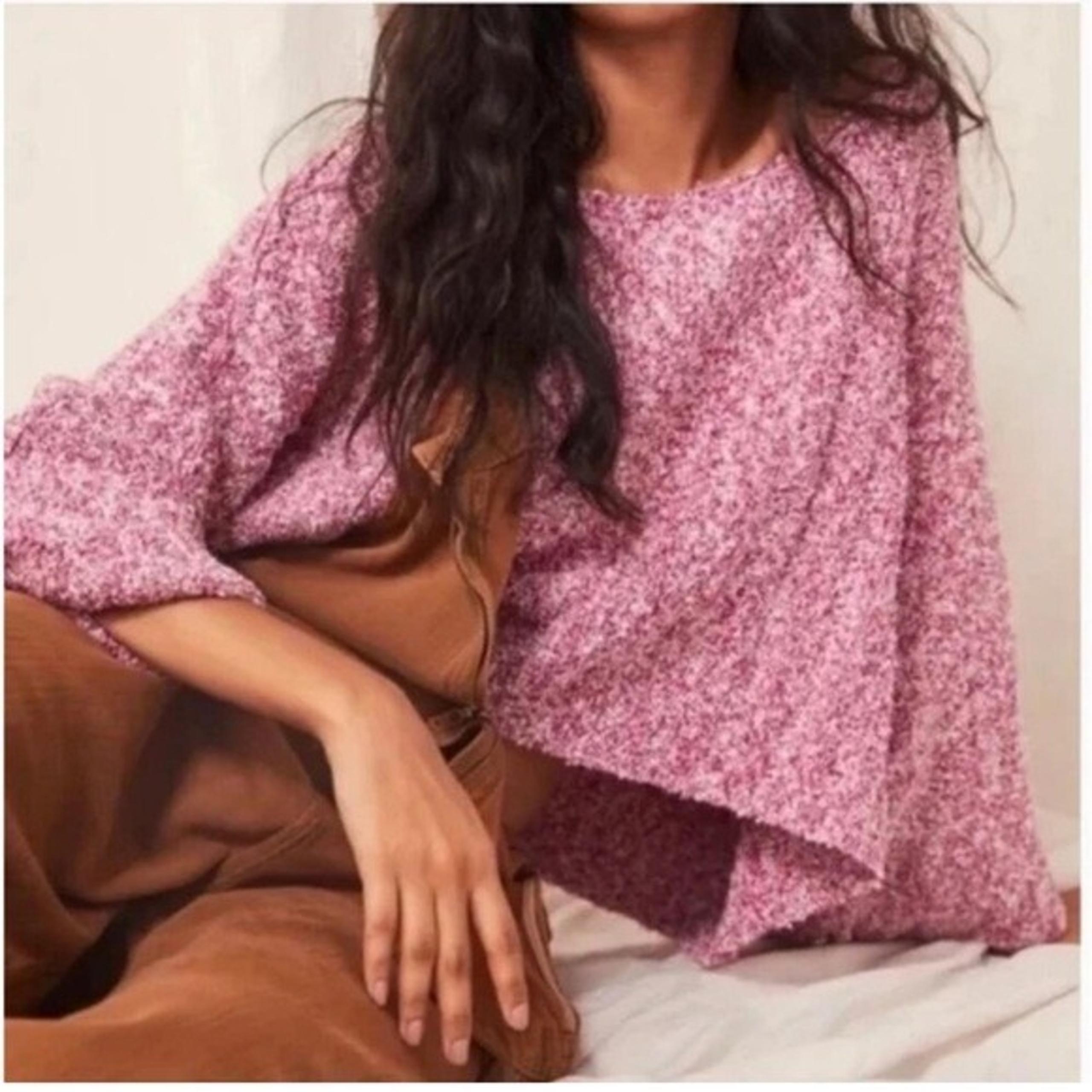NWOT Free People Good Day Oversized Chunky Knit Boxy Sweater Purple Large