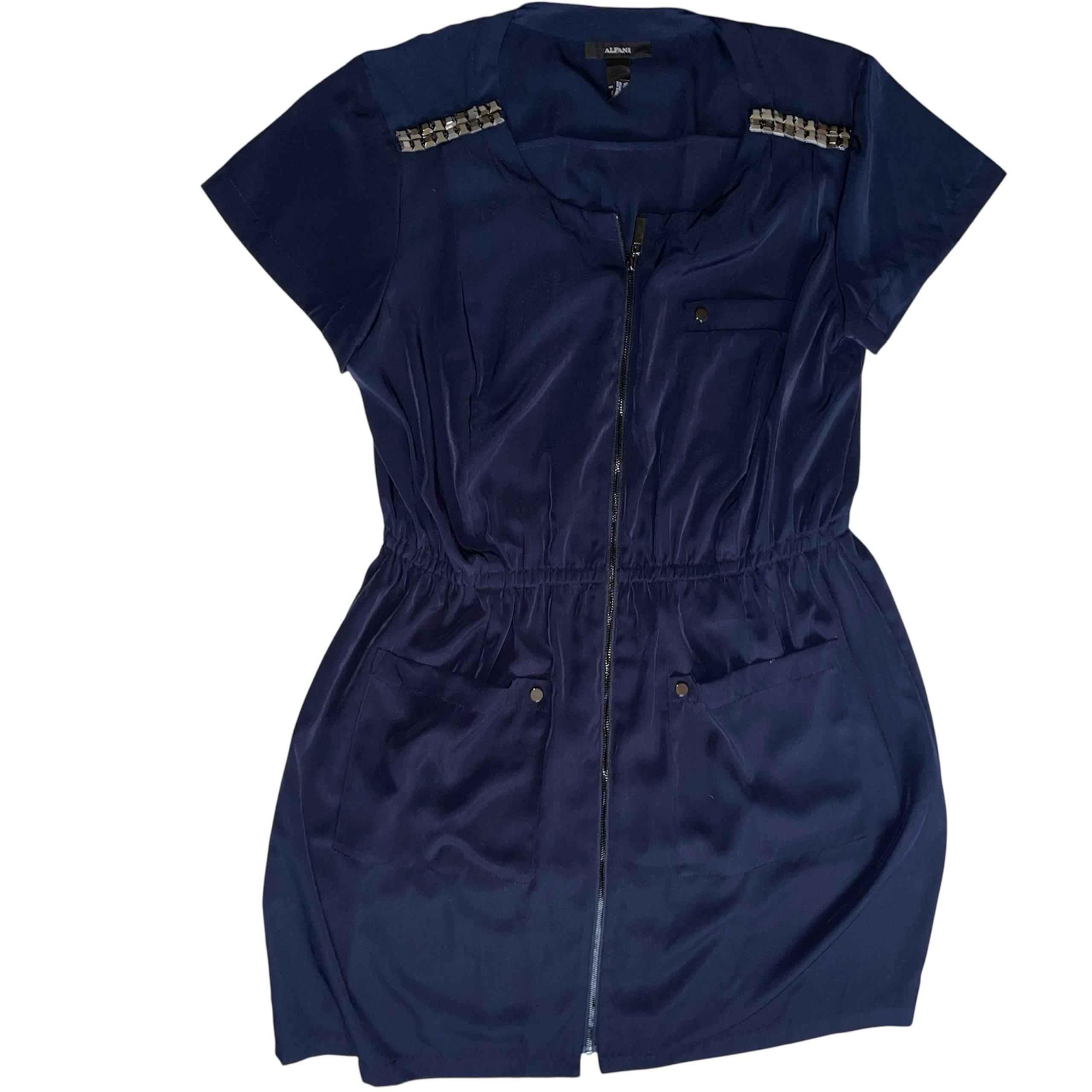 Alfani Deep Navy Blue Dress with Zipper and Pockets Sz 14