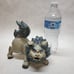 Vintage Kutani Japanese blue Foo Dog Shishi Temple Lion Showa Era Statue