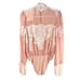 HAH Hot As Hell Queen 4 A Day Rose Pink Lace Long Sleeve Bodysuit women’s Small