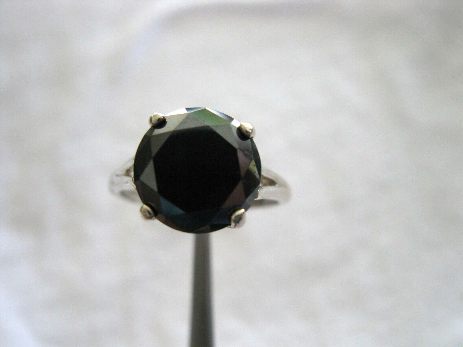 4.31ct 100% NATURAL REAL BLACK DIAMOND RING,FREE DIA TESTER, CERTIFICATE,SI ZE 8