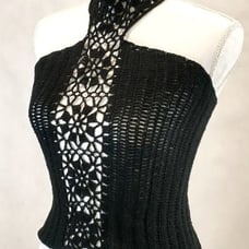 Black Halter, Cropped,Lace, Lightweight, Handmade, Crochet
