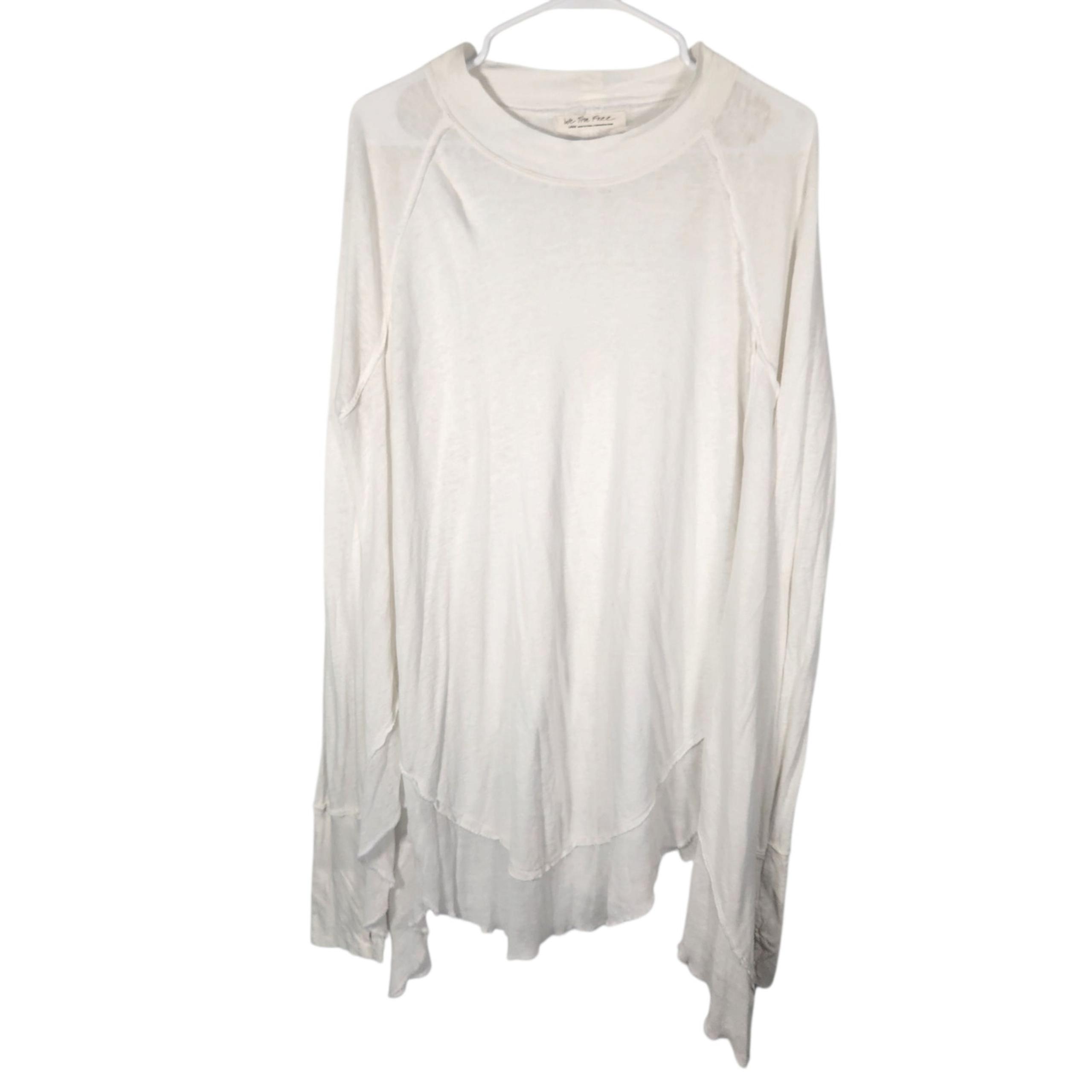 Free People We The Free Linen Blend Tunic Top L White Boho Beach Lagenlook