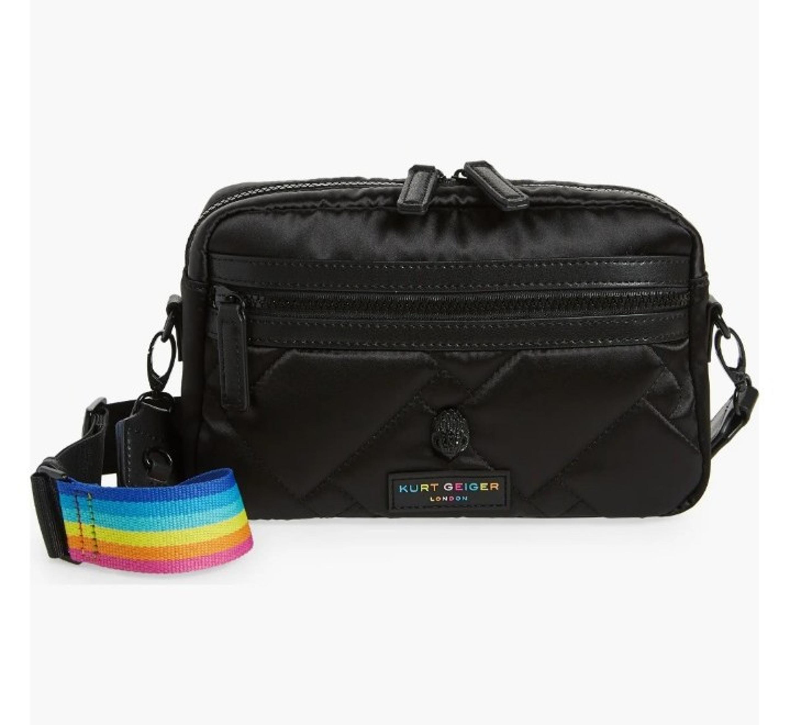 Kurt Geiger London Rainbow strap black Quilted Nylon Crossbody Bag