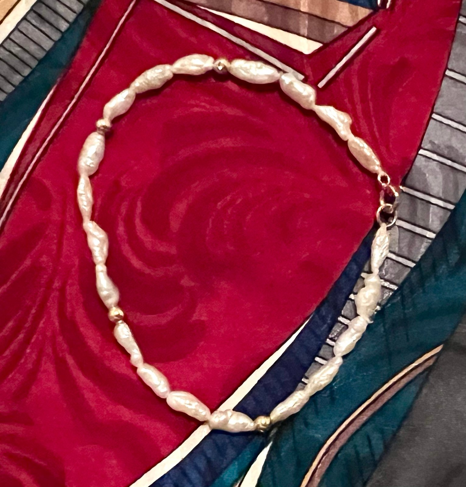 Elegant Rice Pearl Bracelet with 14k Gold Clasp