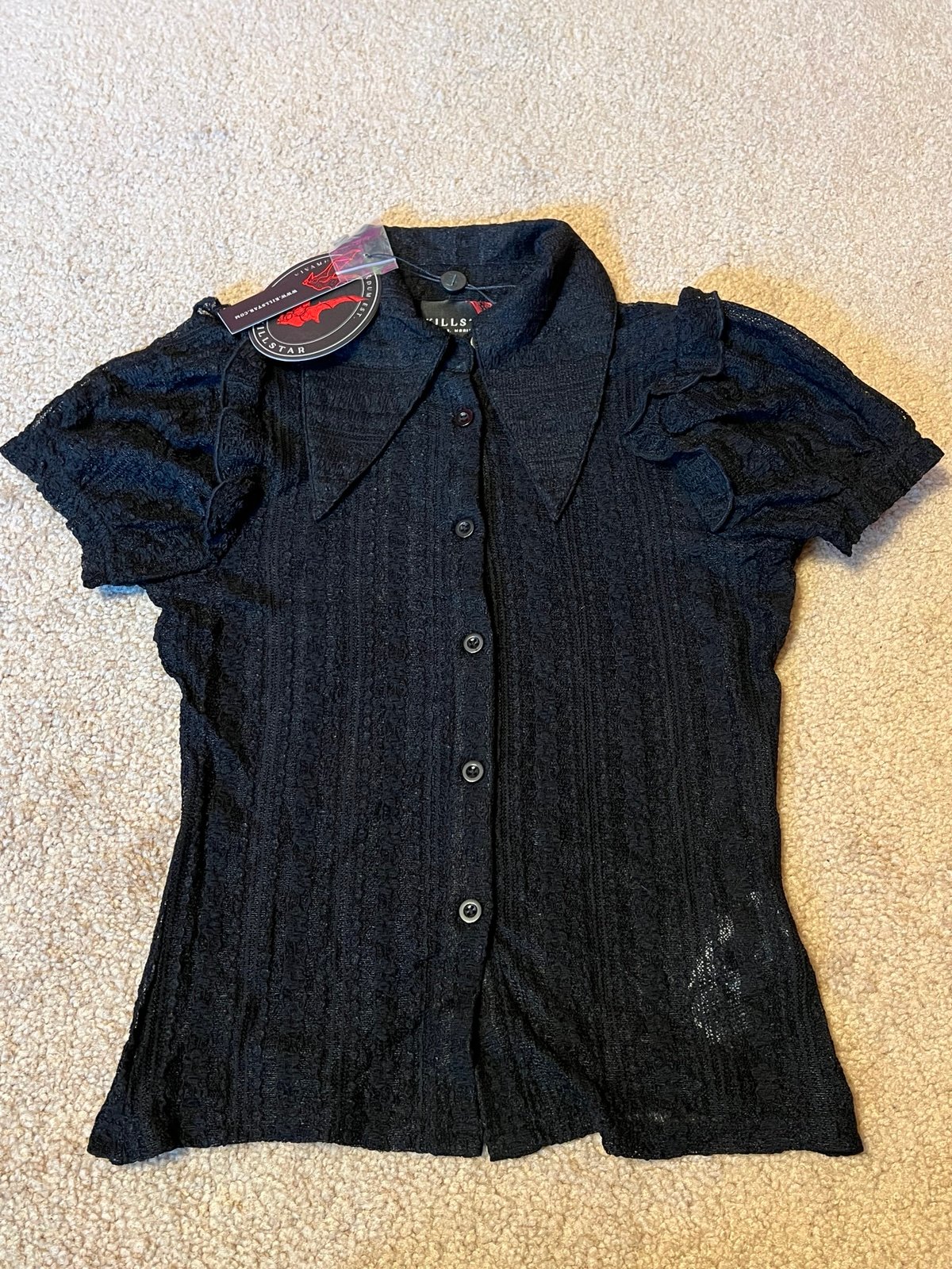 Killstar Elena’s Choice Lace Collar Blouse (Black)