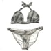 VIX PAULA HERMANNY BIKINI Cream and Black Striped Size Large Bottoms Top D