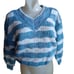 Women's Medium Vintage Oversize V-Neck Striped Valley girl Preppy Sweater 80s
