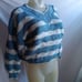 Women's Medium Vintage Oversize V-Neck Striped Valley girl Preppy Sweater 80s