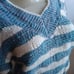 Women's Medium Vintage Oversize V-Neck Striped Valley girl Preppy Sweater 80s
